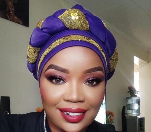 Purple Gold Headwrap Turban for Women - Image 2