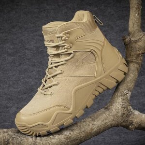 Mens Combat AS33 Beige Boots Breathable Police Patrol Boots Lightweight Army Boots Waterproof Hiking Boots Military Tactical Boots