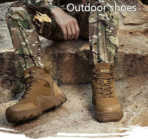 Mens Combat AS33 Dark Brown Boots Breathable Police Patrol Boots Lightweight Army Boots Waterproof Hiking Boots Military Tactical Boots - Image 2