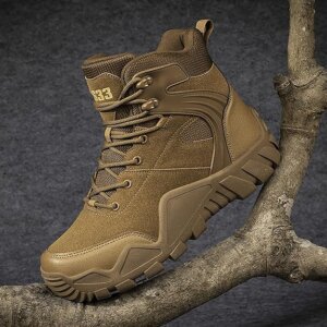 Mens Combat AS33 Dark Brown Boots Breathable Police Patrol Boots Lightweight Army Boots Waterproof Hiking Boots Military Tactical Boots