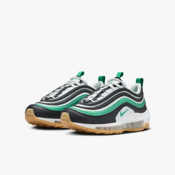 Nike Air Max 97 Black White Green Sneakers and Shoes for Men and Women Unisex - Image 3