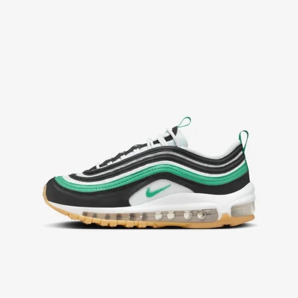 Nike Air Max 97 Black White Green Sneakers and Shoes for Men and Women Unisex - Image 2