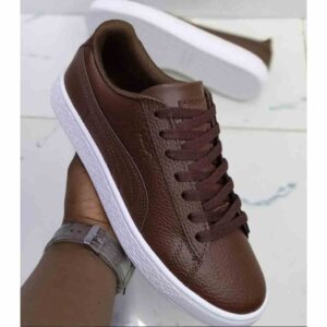 Puma Smash v2 Leather Brown Sneakers and Shoes for Men and Women Unisex