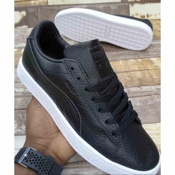 Puma Smash v2 Leather Black Sneakers and Shoes for Men and Women Unisex