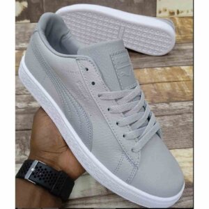 Puma Smash v2 Leather Grey Sneakers and Shoes for Men and Women Unisex