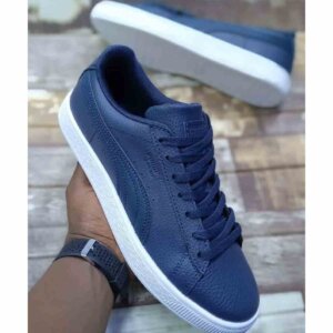 Puma Smash v2 Leather Navy Blue Sneakers and Shoes for Men and Women Unisex