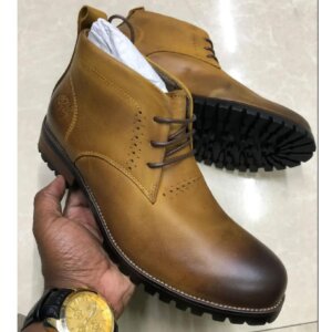 Timberland Men's Brown Black Mid-Cut Leather Boots – Rugged Outdoor Sole Breathable Lightweight Waterproof Sneaker Boots