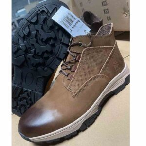 Timberland Men's Dark Brown Mid-Cut Leather Boots – Rugged Outdoor Sole Lightweight Waterproof Sneaker Boots