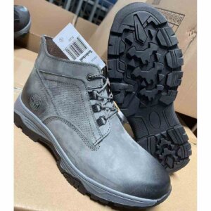 Timberland Men's Gray Mid-Cut Waterproof Leather Boots – Rugged Outdoor Sole Boots Lightweight Waterproof Sneaker Boots