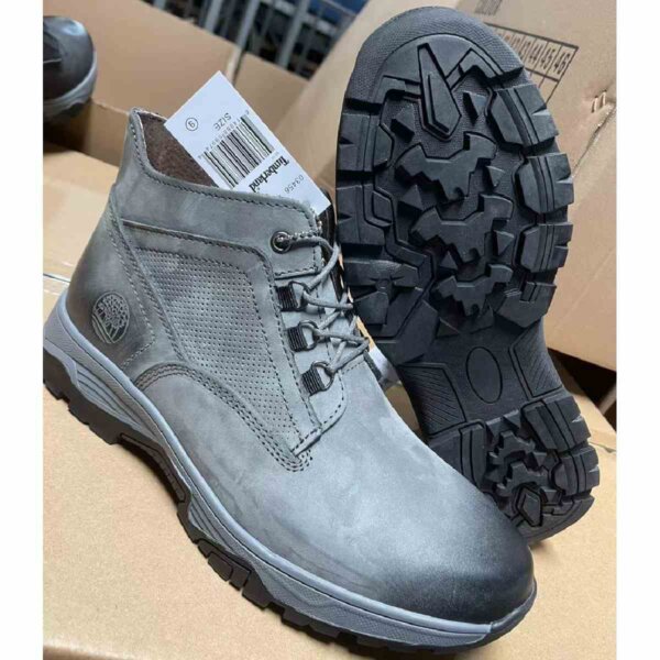 Timberland Men's Gray Mid-Cut Waterproof Leather Boots – Rugged Outdoor Sole Boots Lightweight Waterproof Sneaker Boots