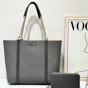 Chrisrose Structured Chain-Handle Tote Bag with Matching Wallet Mother's Day, Valentine Gift for Women, Mother, Wife, Girlfriend