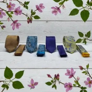 Floral Ties for Men with Matching Pocket Squares