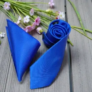 Plain Royal Blue Tie with Matching Pocket Square