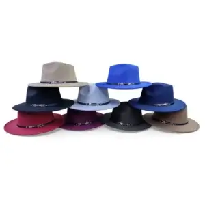 Women's Classic Soft Fall Fabric Solid Color Leather Band Fedora Panama Hat